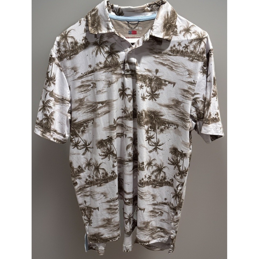 Chaps Everyday Performance retro style Hawaiian Polo Shirt Men's M